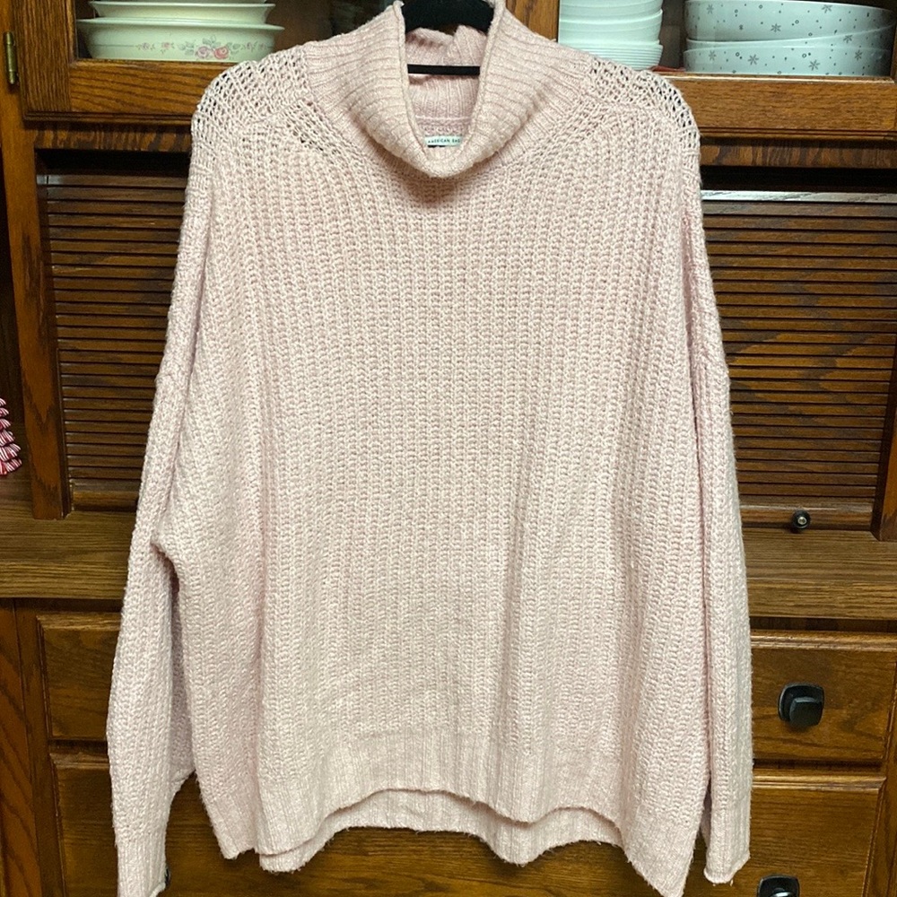 American eagle pink sweater, mock neck, size XL